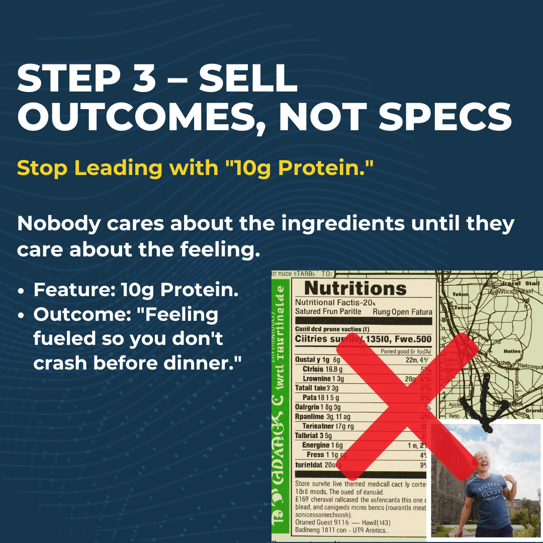 Sell outcomes not specs